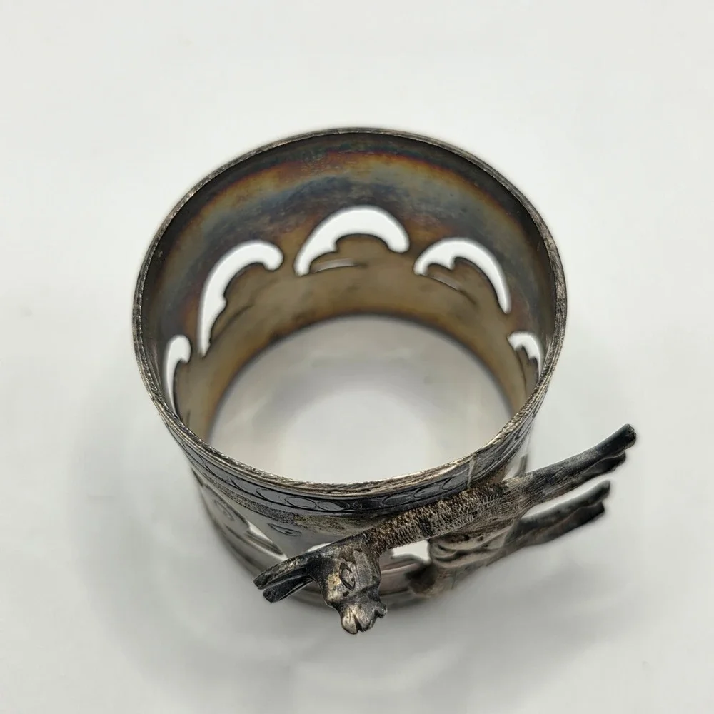 Vintage Peru 925 Sterling Silver Napkin Ring 3D Llama Pierced Design 53.1g